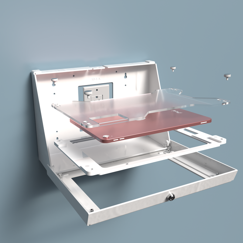 Security Metal Enclosure Set up  as Wall Mount Trapezoid Shape Kiosk with 22 degree tilting angle
